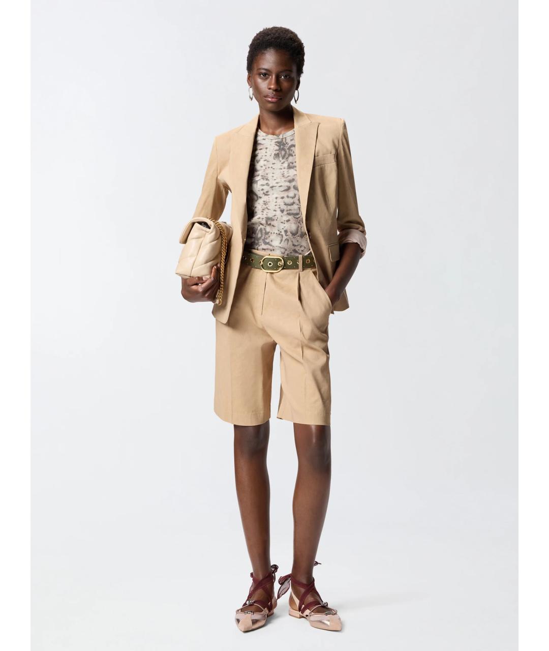 PINKO Бежевый льняной жакет/пиджак, фото 2