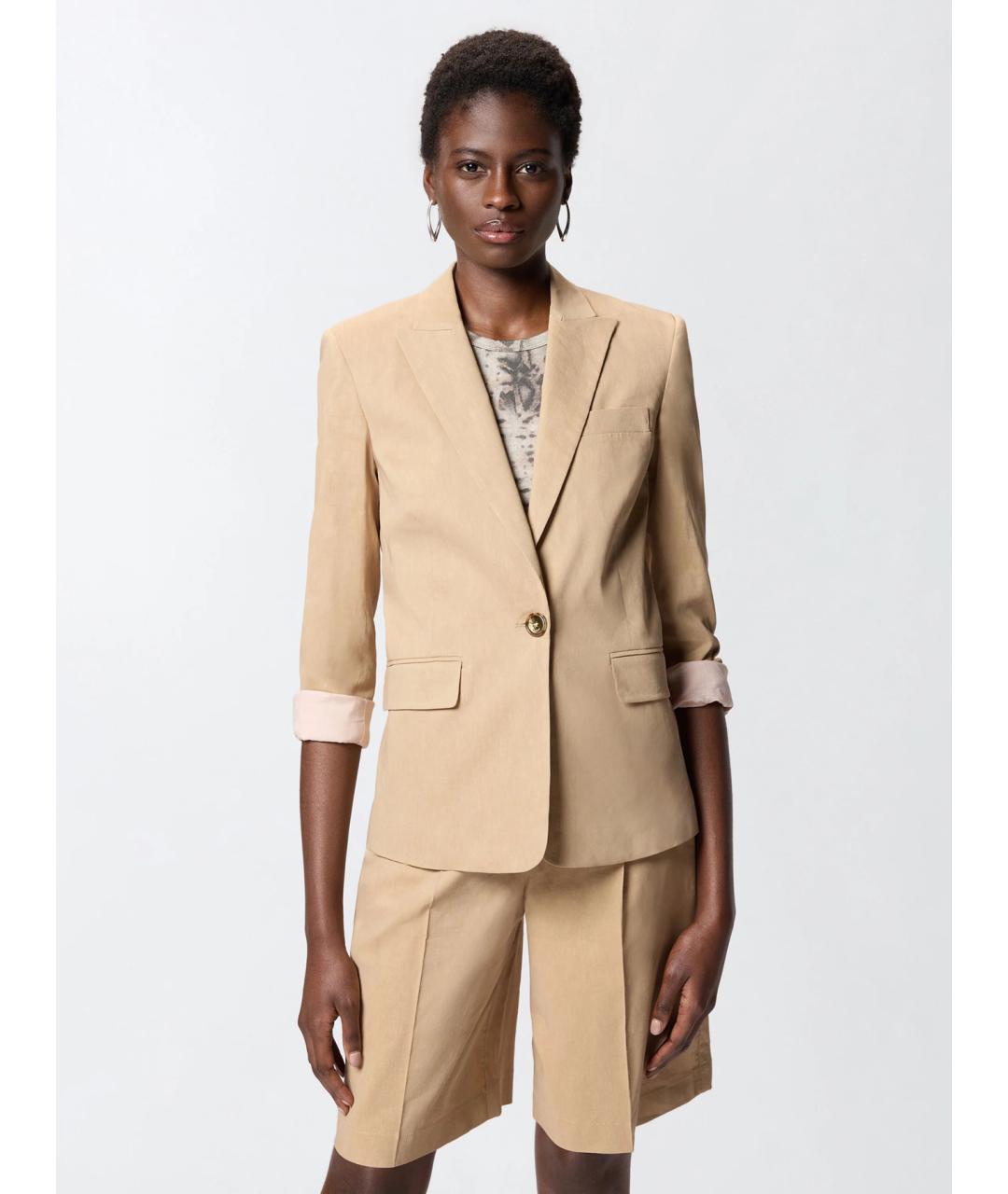 PINKO Бежевый льняной жакет/пиджак, фото 3