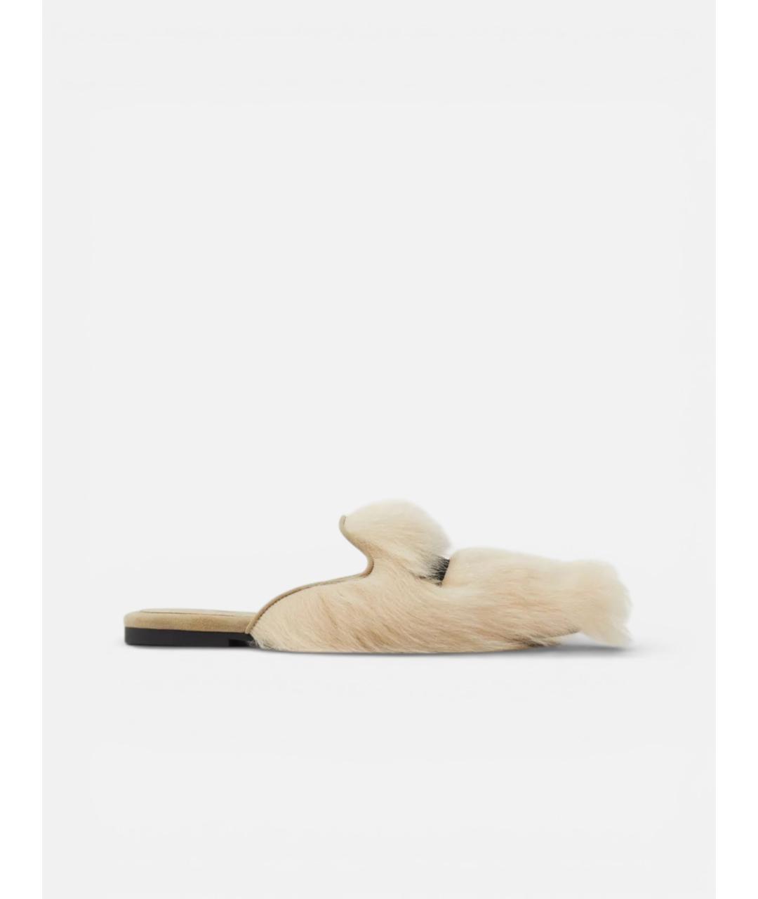 DOLCE&GABBANA Бежевые кожаные шлепанцы, фото 4