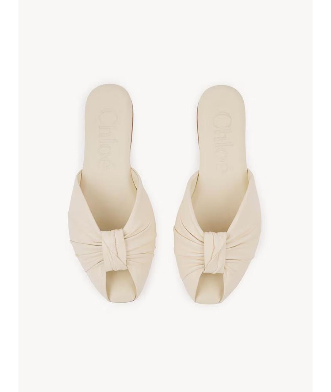 CHLOE Белые кожаные мюли, фото 3