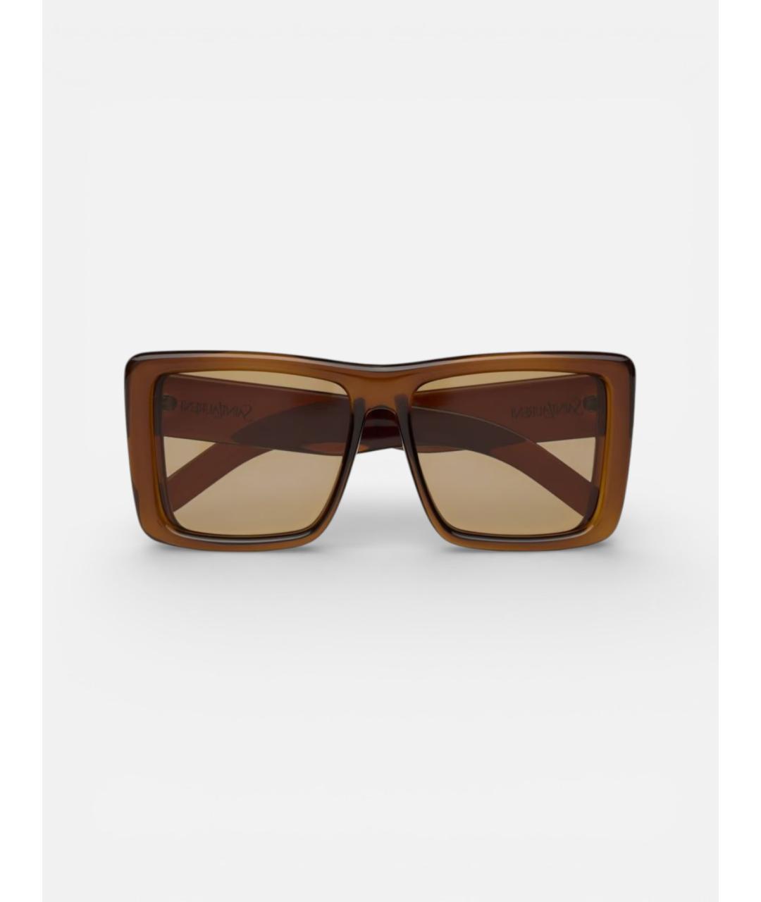 SAINT LAURENT Коричневые пластиковые солнцезащитные очки, фото 2