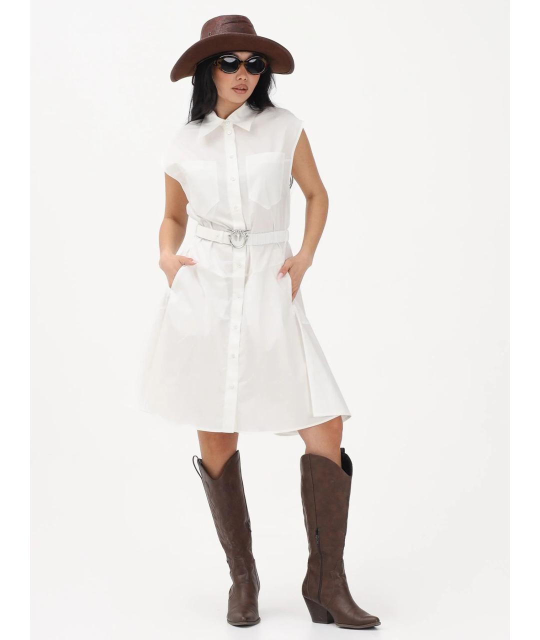 PINKO Белое хлопковое повседневное платье, фото 5