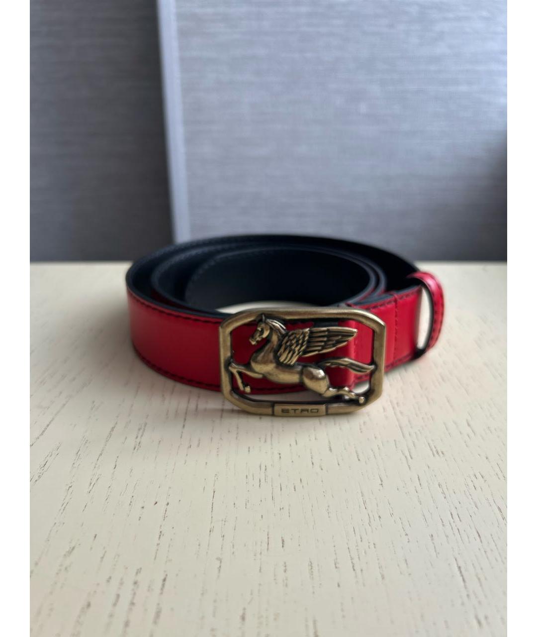 ETRO Красный кожаный ремень, фото 5