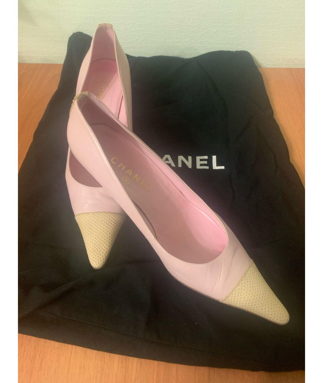 CHANEL Бежевые кожаные туфли, фото 3