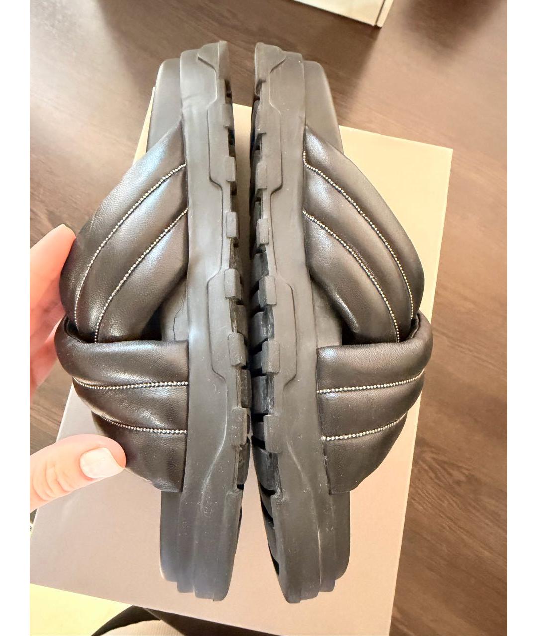 FABIANA FILIPPI Черные кожаные шлепанцы, фото 6