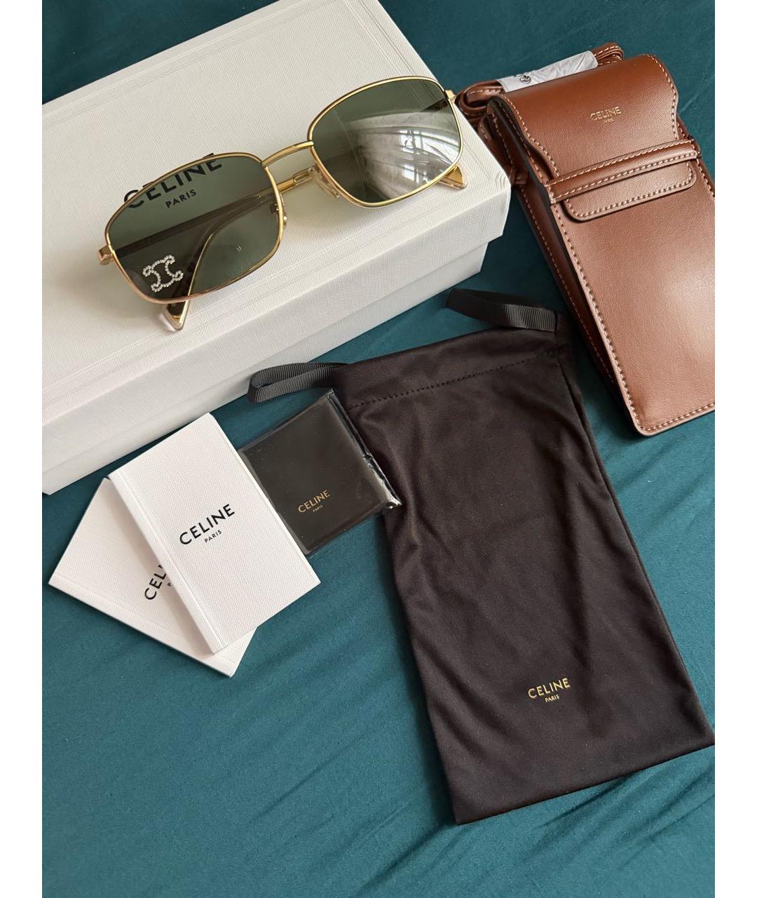 CELINE Золотые металлические солнцезащитные очки, фото 5