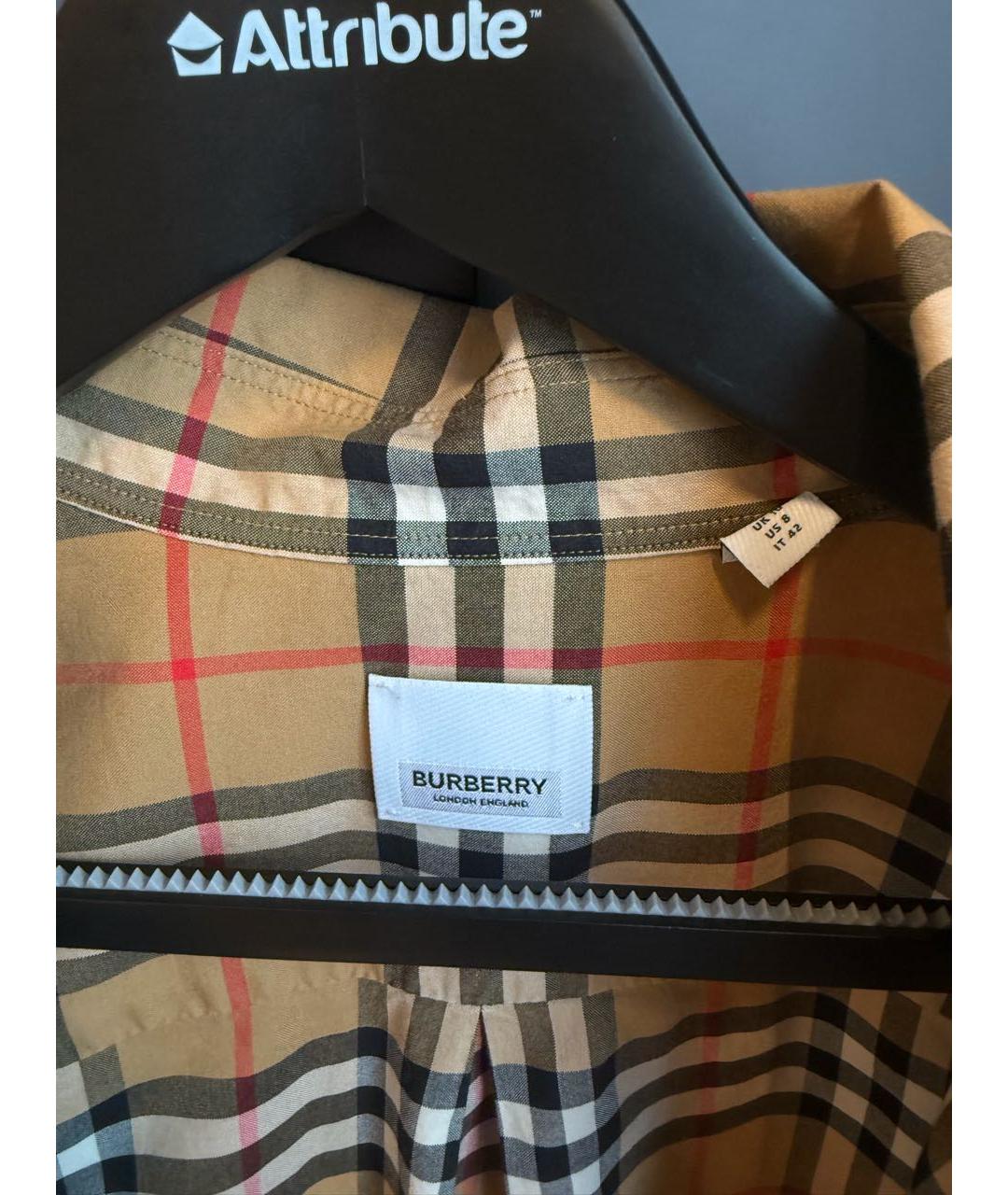 BURBERRY Бежевое хлопковое повседневное платье, фото 3