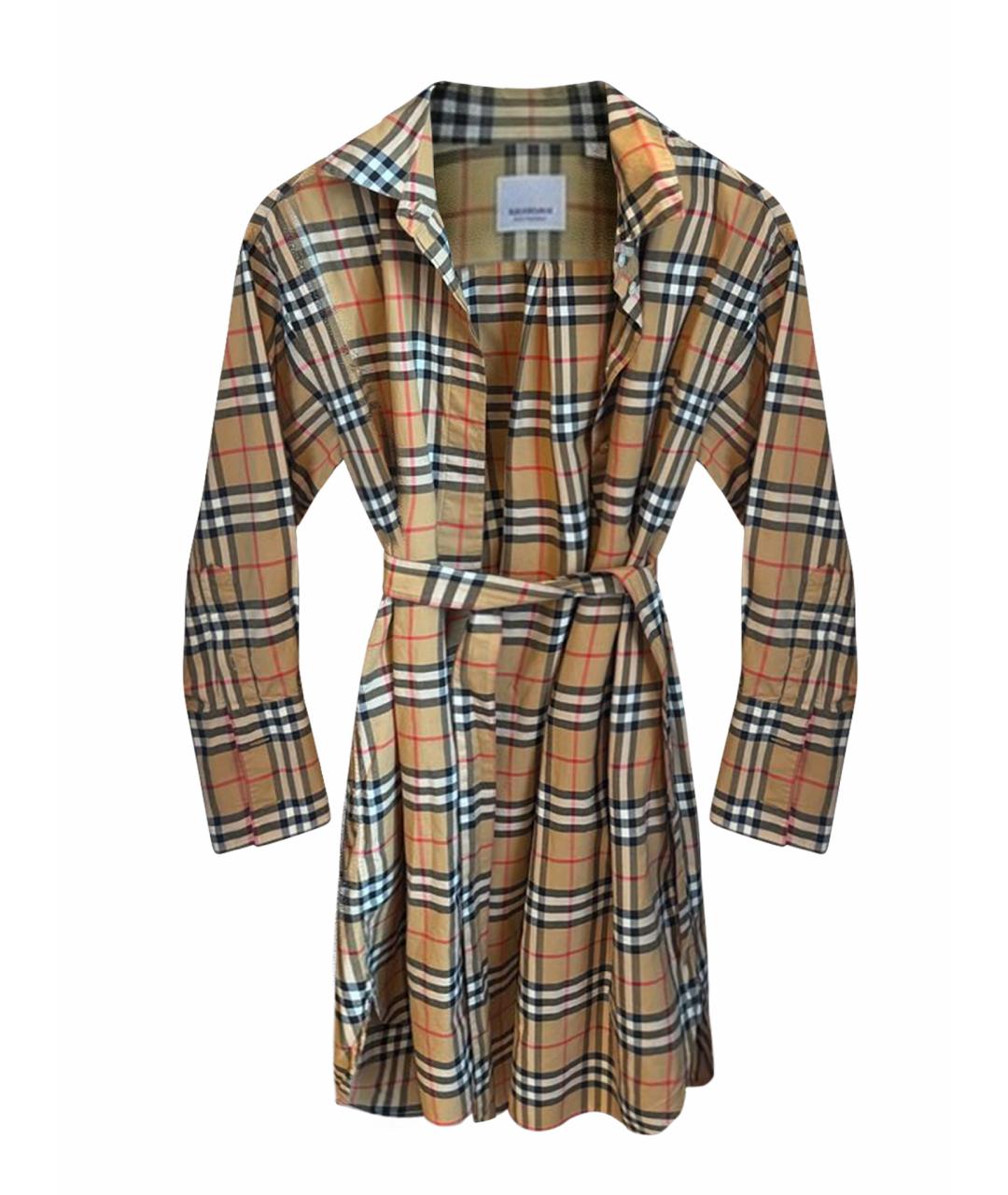 BURBERRY Бежевое хлопковое повседневное платье, фото 1