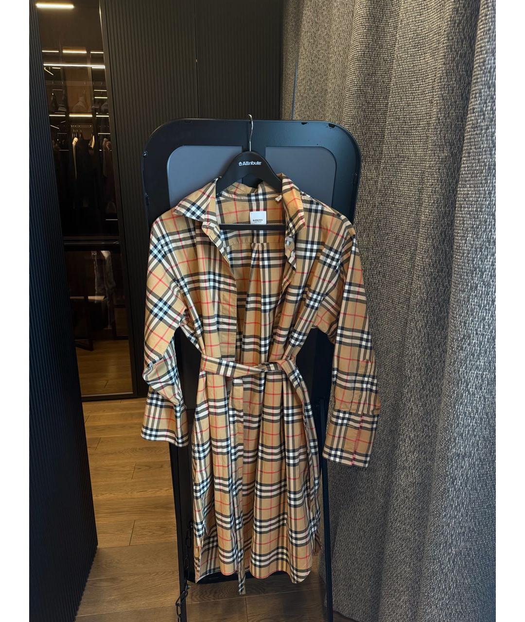 BURBERRY Бежевое хлопковое повседневное платье, фото 5