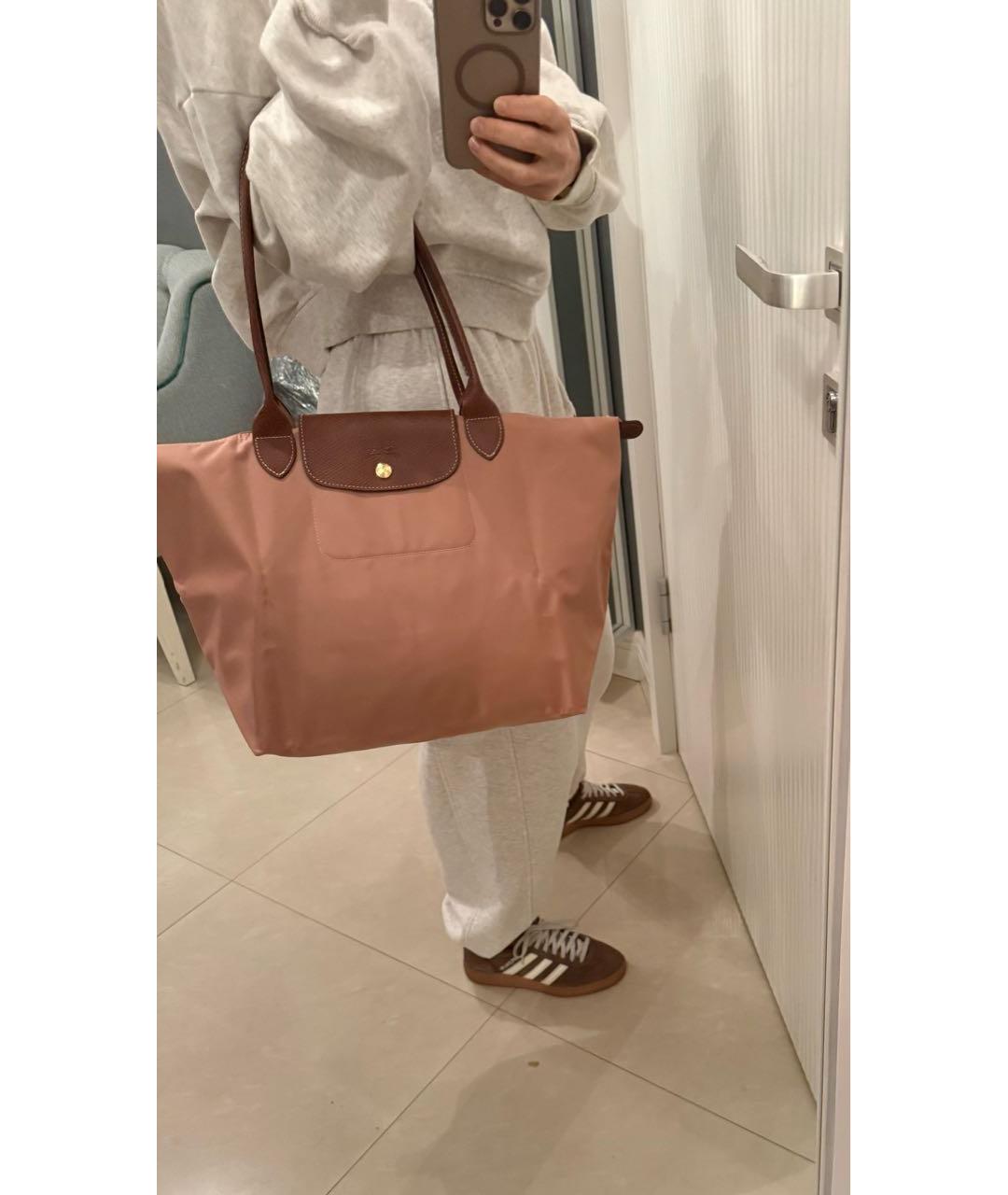 LONGCHAMP Розовая тканевая сумка тоут, фото 7