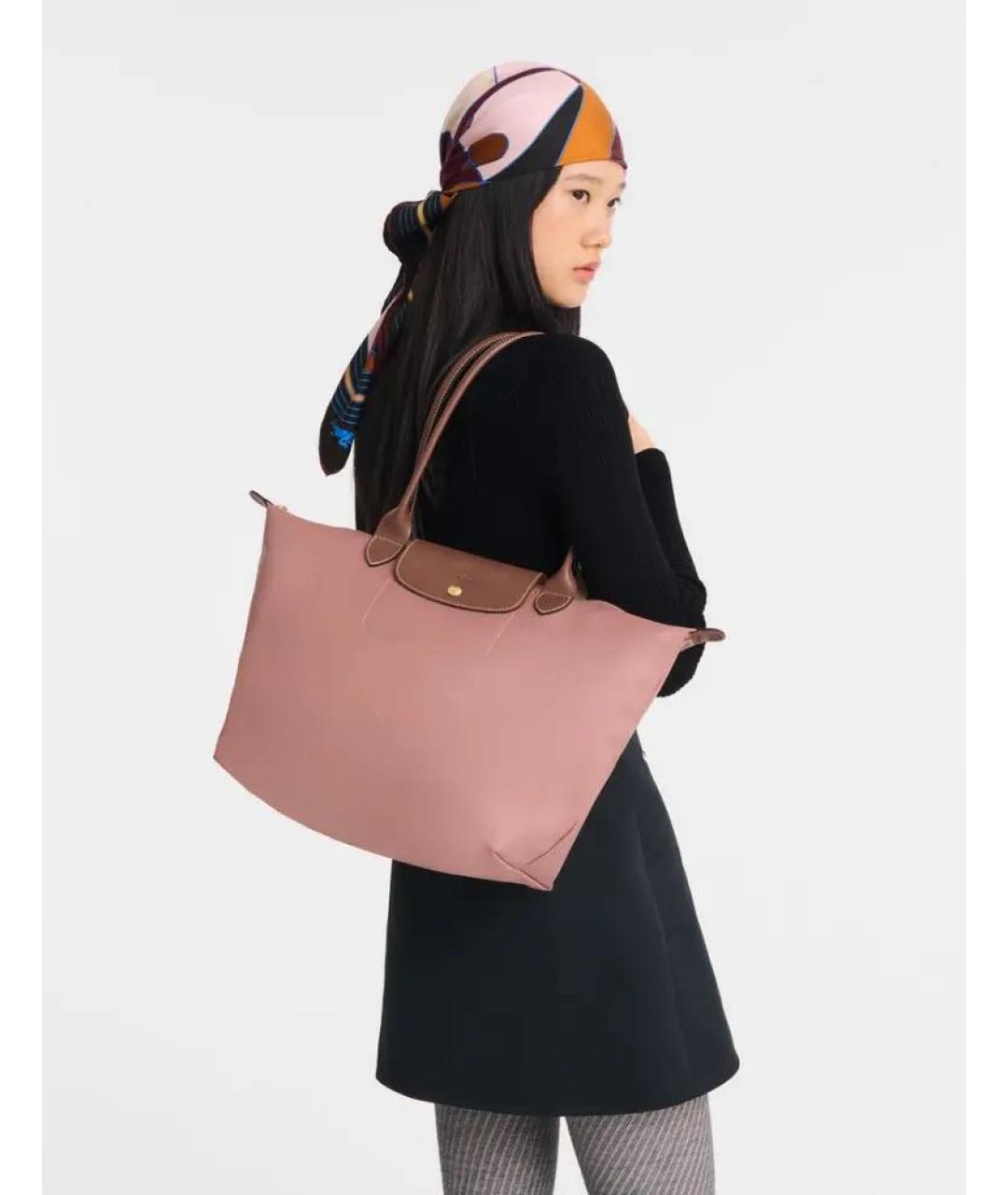 LONGCHAMP Розовая тканевая сумка тоут, фото 2