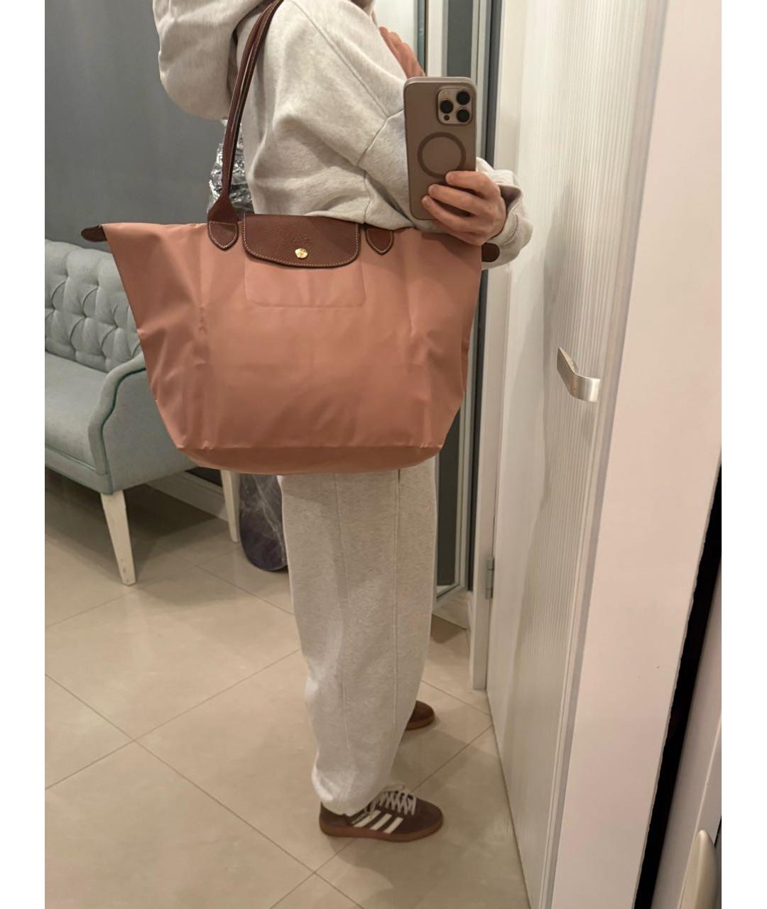 LONGCHAMP Розовая тканевая сумка тоут, фото 6