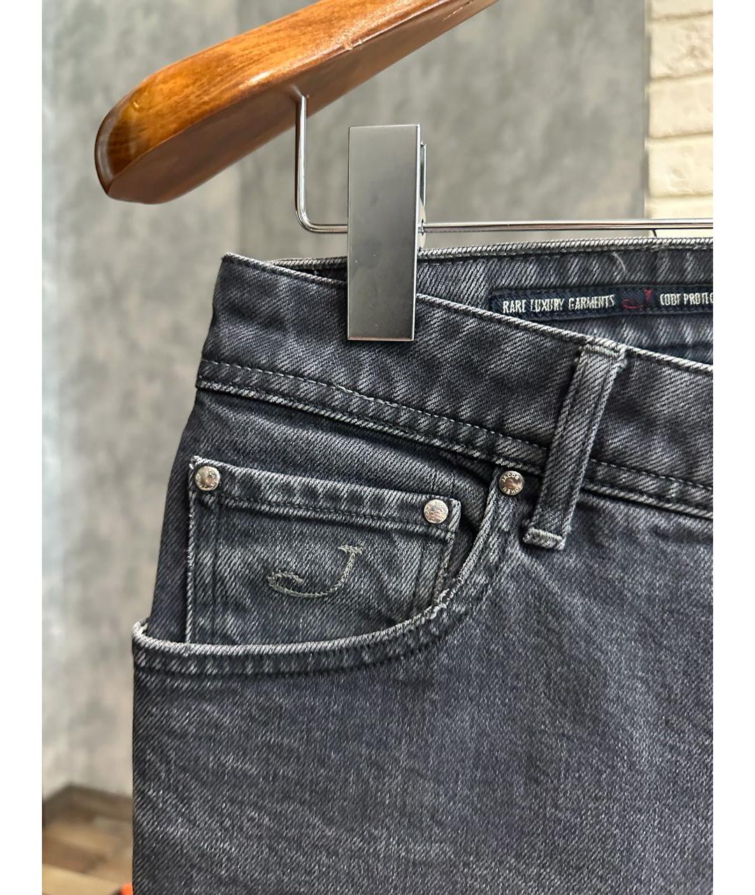 JACOB COHEN Антрацитовые хлопковые прямые джинсы, фото 5