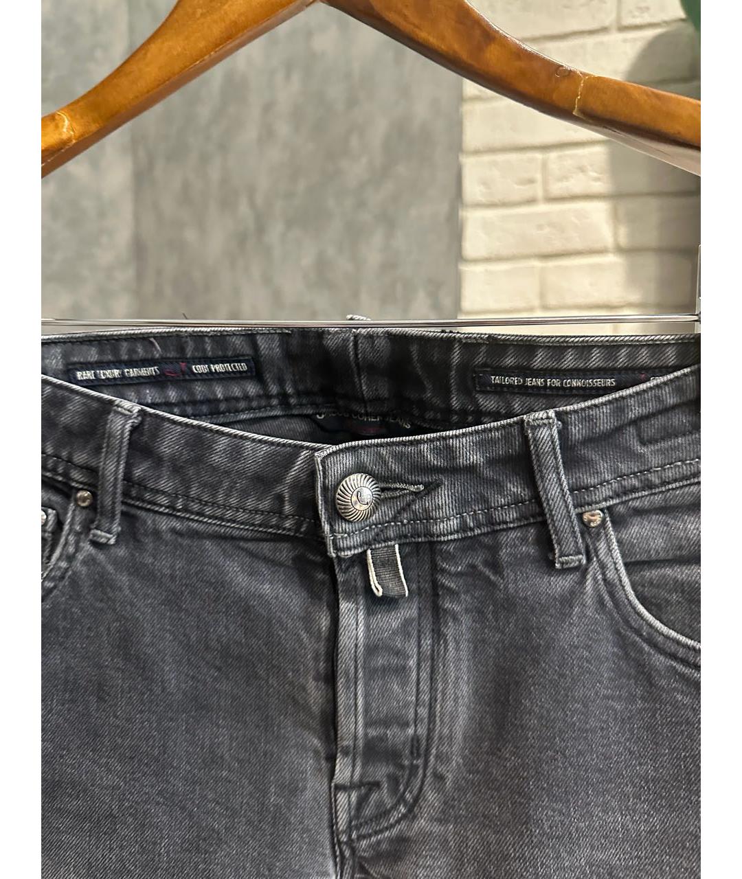JACOB COHEN Антрацитовые хлопковые прямые джинсы, фото 4