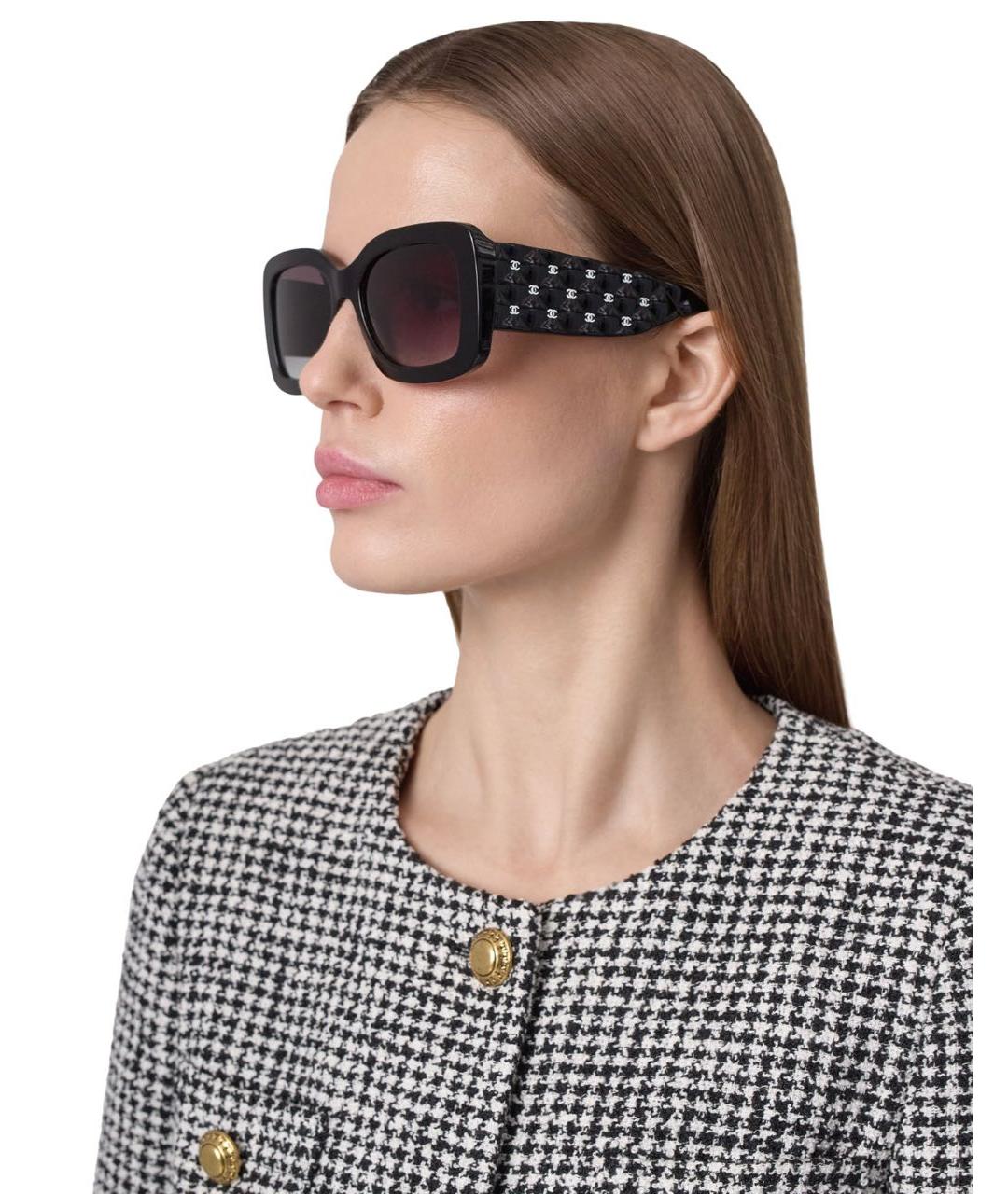 CHANEL Черные пластиковые солнцезащитные очки, фото 4