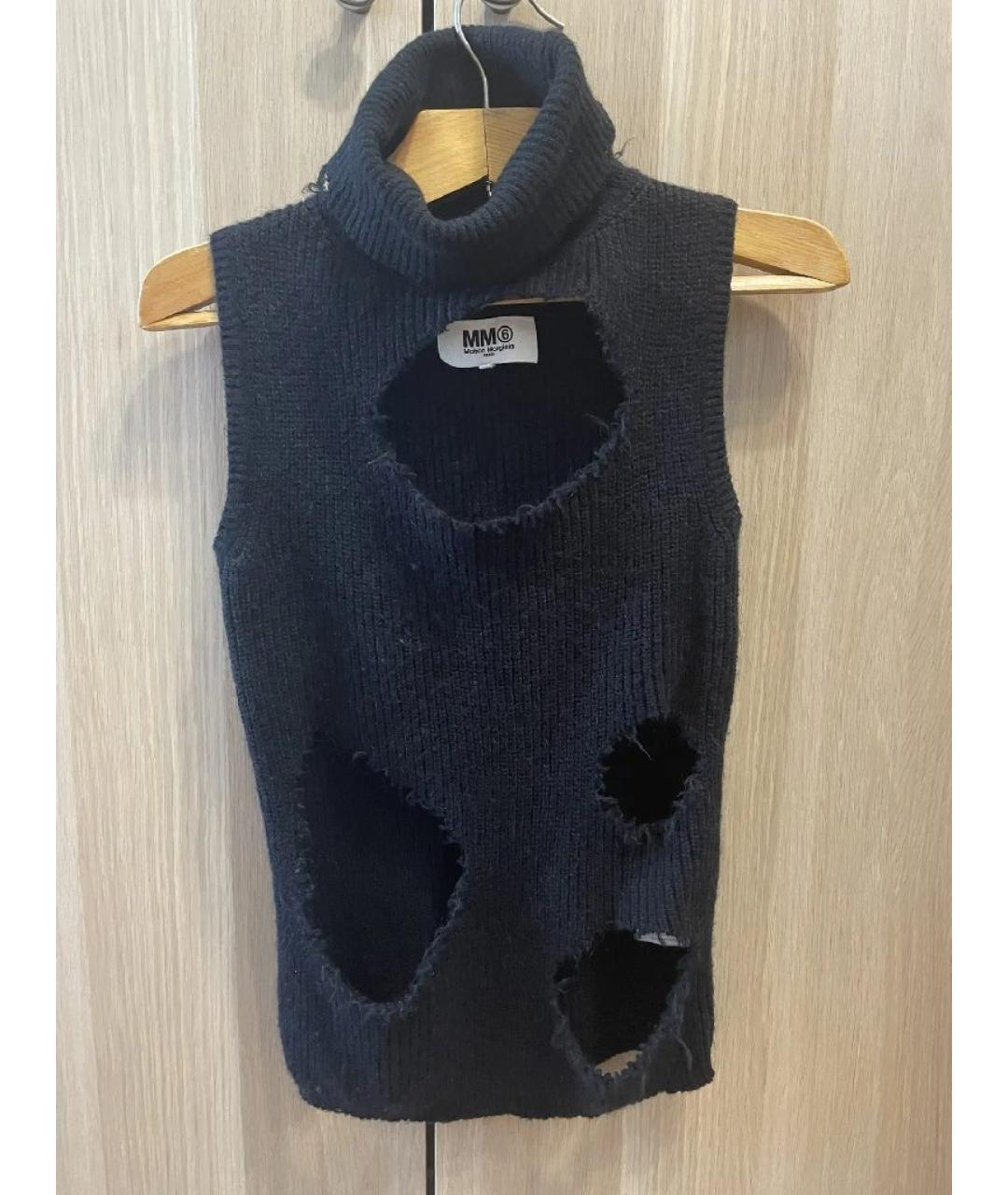 MM6 MAISON MARGIELA Черная шерстяная жилетка, фото 2