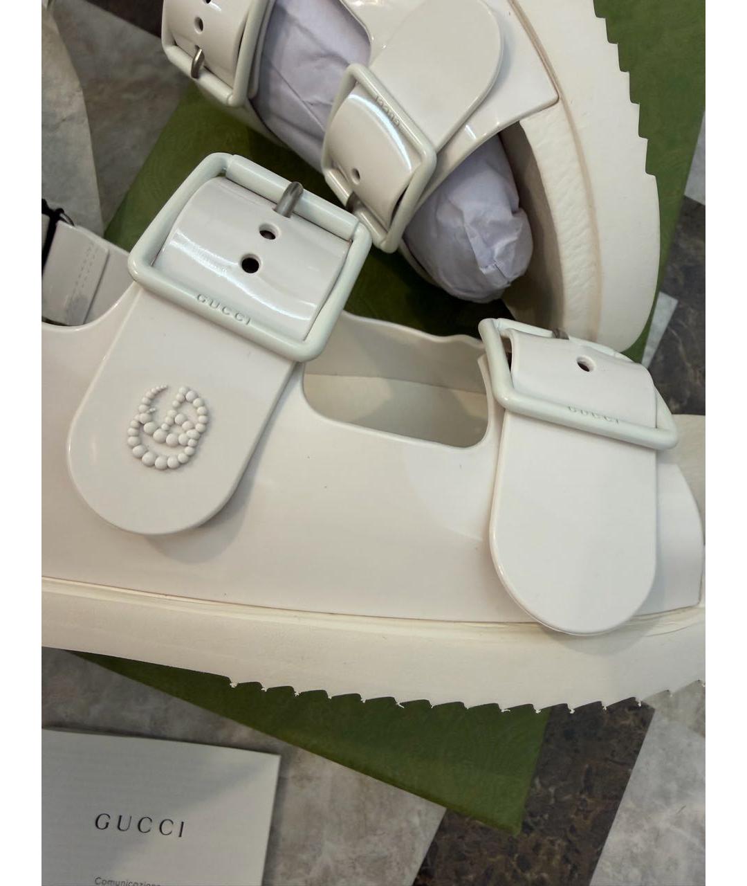 GUCCI Бежевые неопреновые сандалии, фото 7