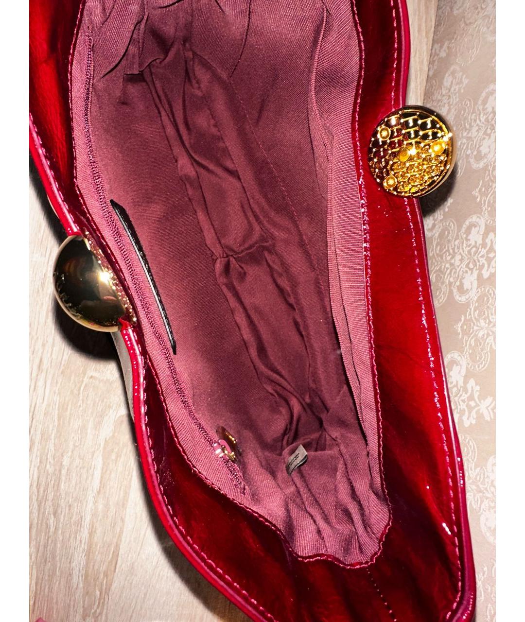 FURLA Бордовая сумка через плечо из лакированной кожи, фото 4