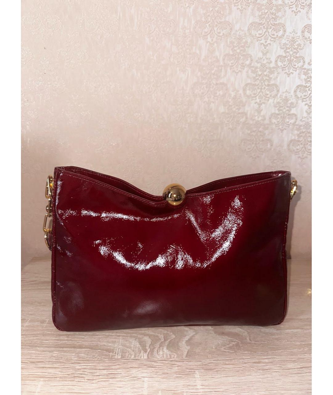 FURLA Бордовая сумка через плечо из лакированной кожи, фото 3