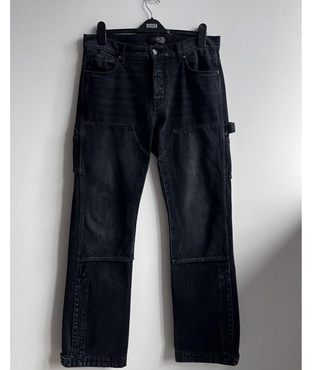 AMIRI Антрацитовые хлопковые прямые джинсы, фото 3