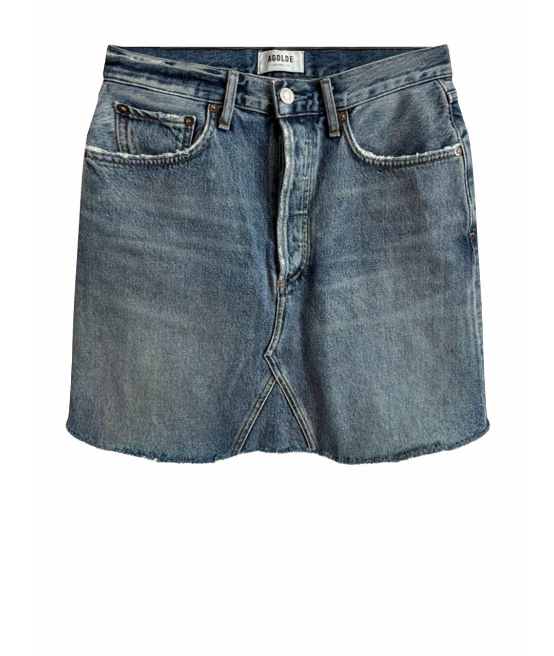 AGOLDE Синяя хлопковая юбка мини, фото 1