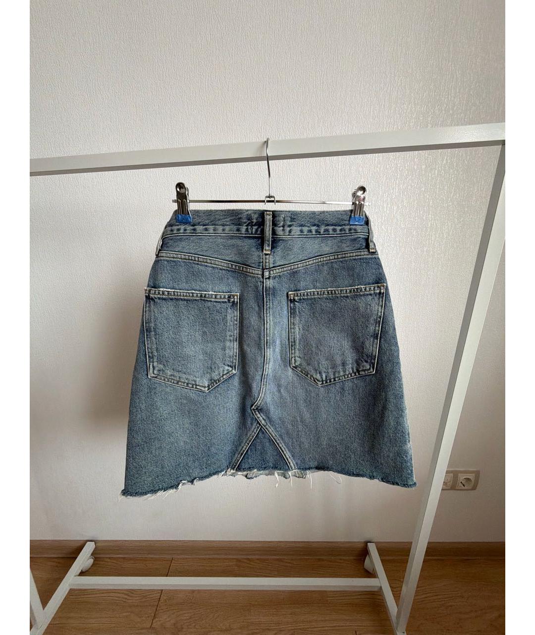 AGOLDE Синяя хлопковая юбка мини, фото 2