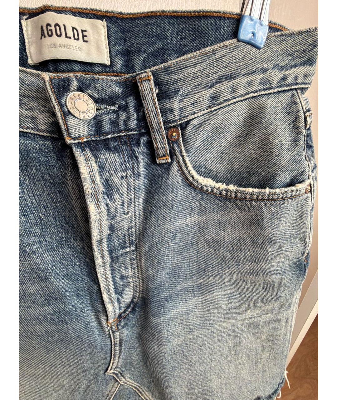 AGOLDE Синяя хлопковая юбка мини, фото 4