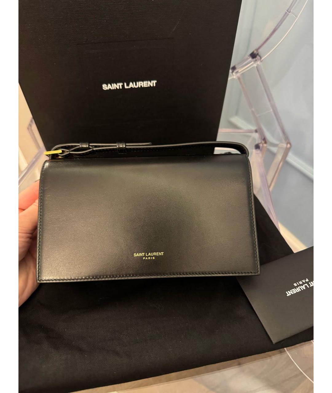 SAINT LAURENT Черная кожаная сумка через плечо, фото 9