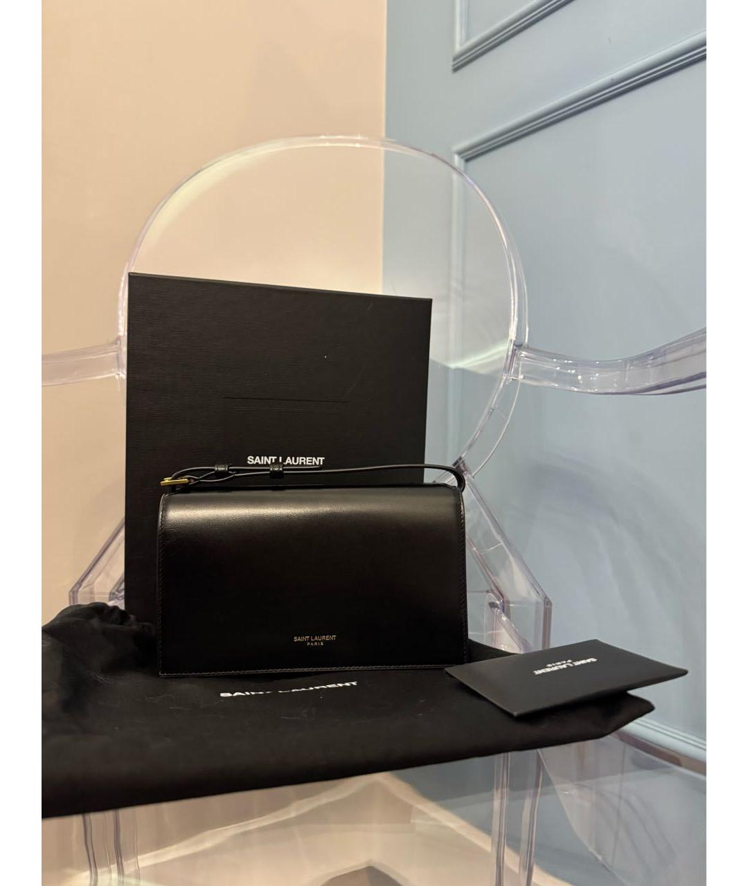 SAINT LAURENT Черная кожаная сумка через плечо, фото 2