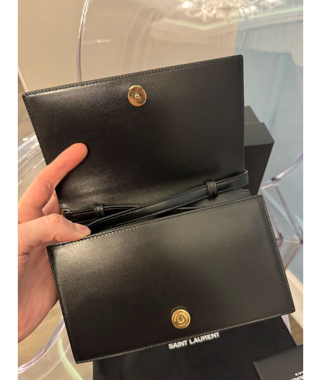SAINT LAURENT Черная кожаная сумка через плечо, фото 6