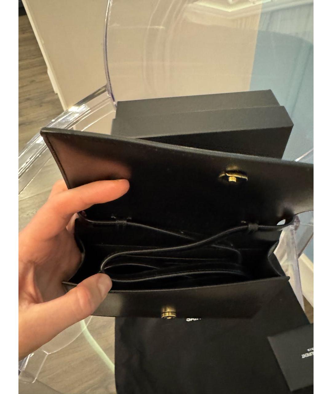 SAINT LAURENT Черная кожаная сумка через плечо, фото 5