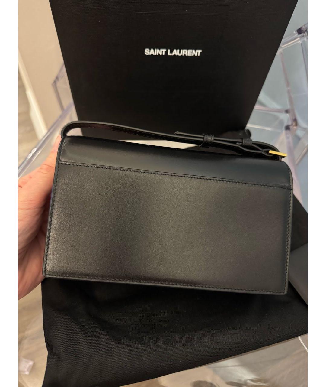 SAINT LAURENT Черная кожаная сумка через плечо, фото 3