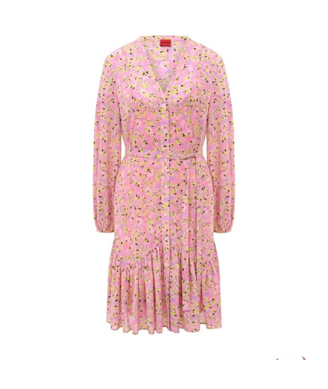 HUGO Розовое полиэстеровое повседневное платье, фото 6