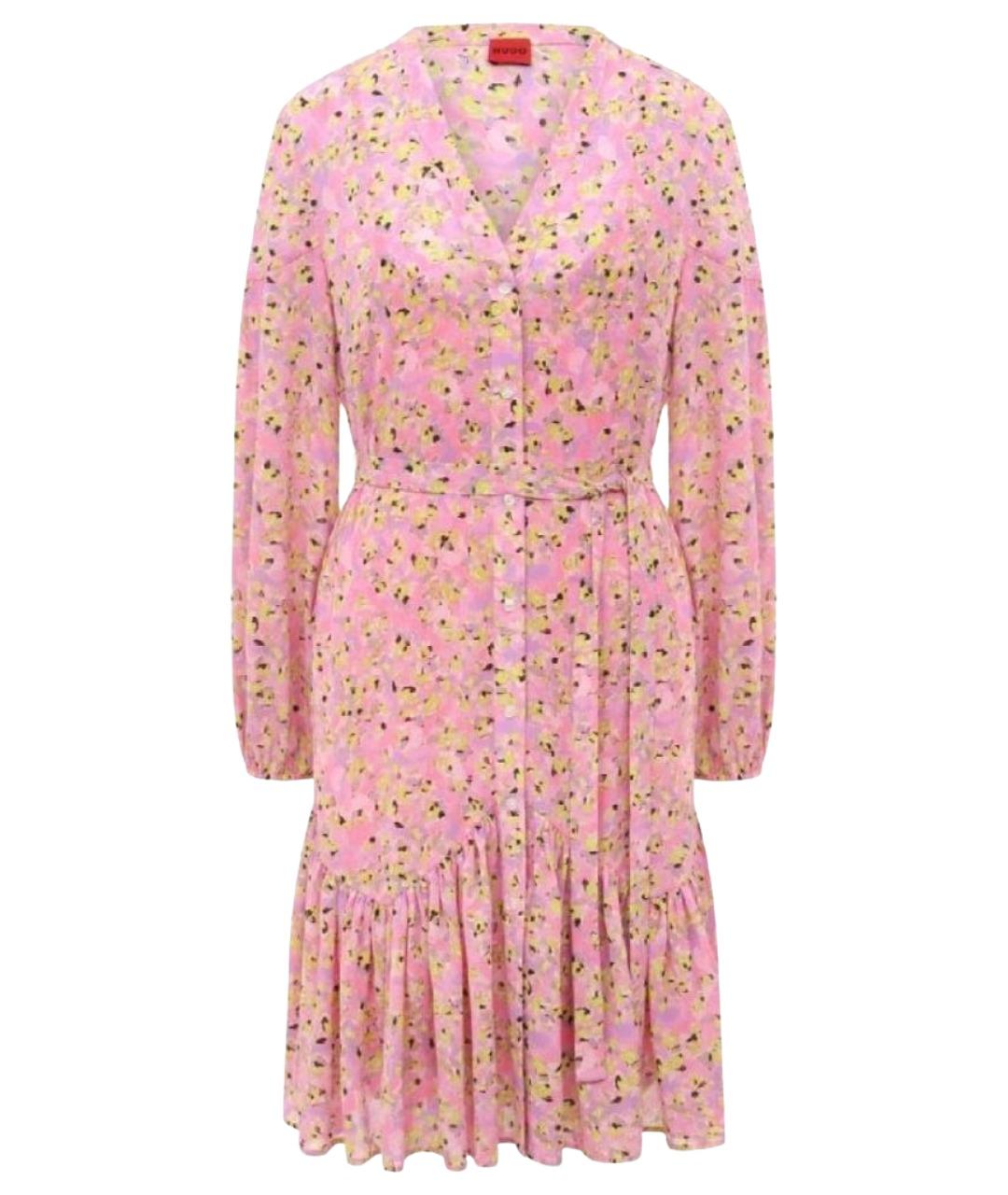 HUGO Розовое полиэстеровое повседневное платье, фото 1