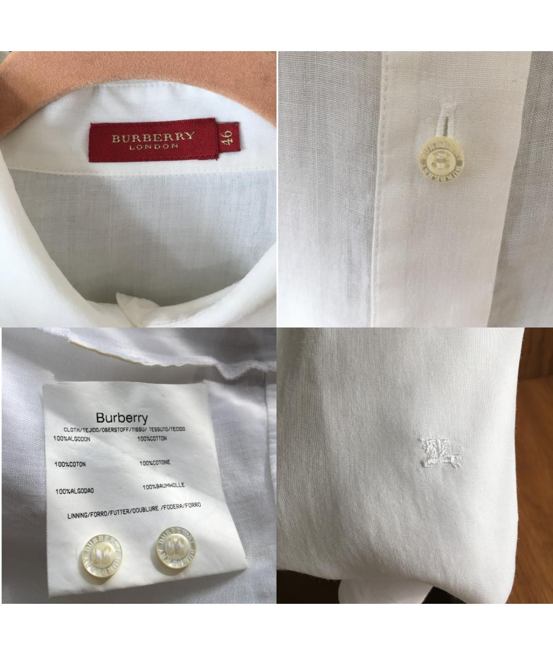 BURBERRY Белая хлопковая блузы, фото 3