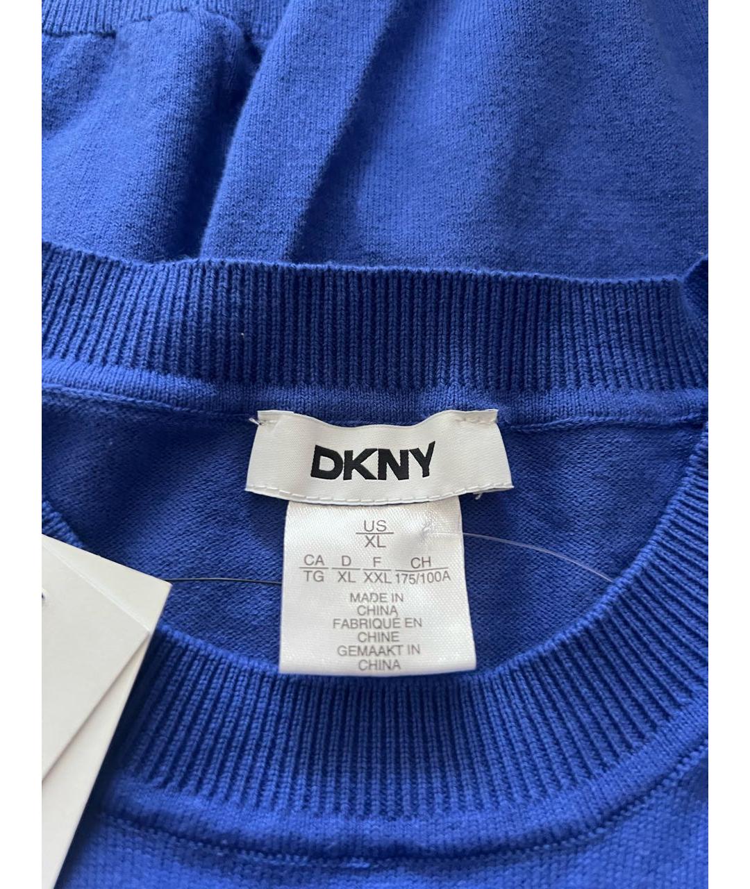 DKNY Синий хлопко-эластановый джемпер / свитер, фото 5