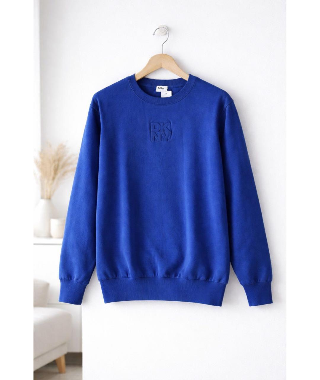 DKNY Синий хлопко-эластановый джемпер / свитер, фото 6