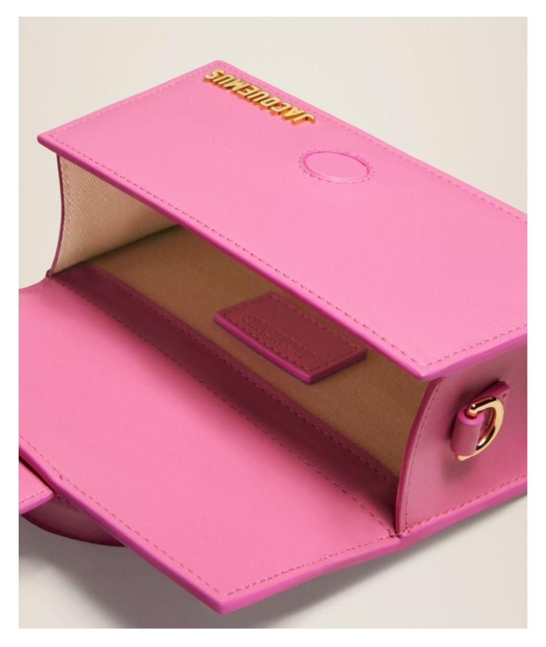 JACQUEMUS Розовая кожаная сумка с короткими ручками, фото 5