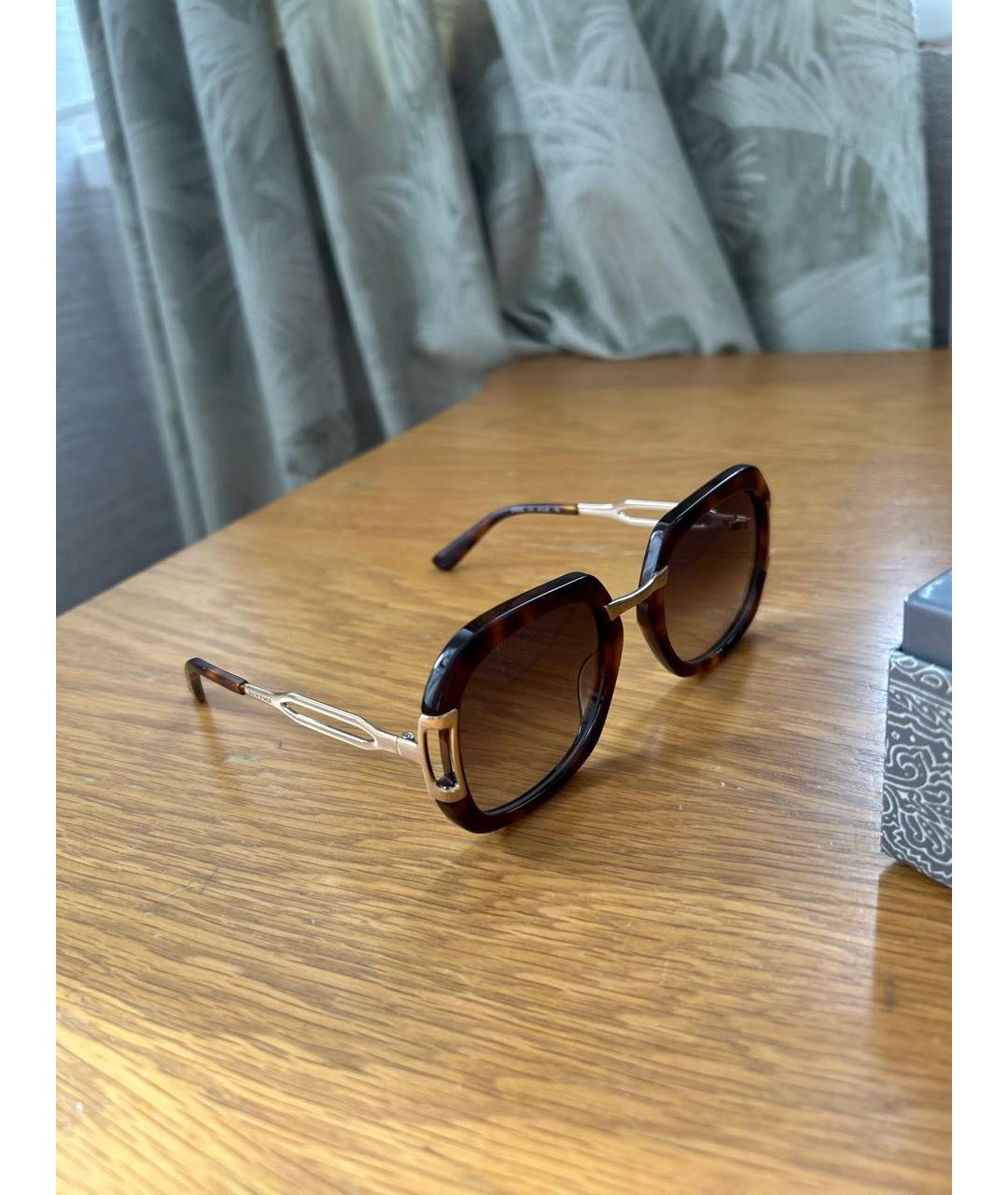 ETRO Коричневые пластиковые солнцезащитные очки, фото 2