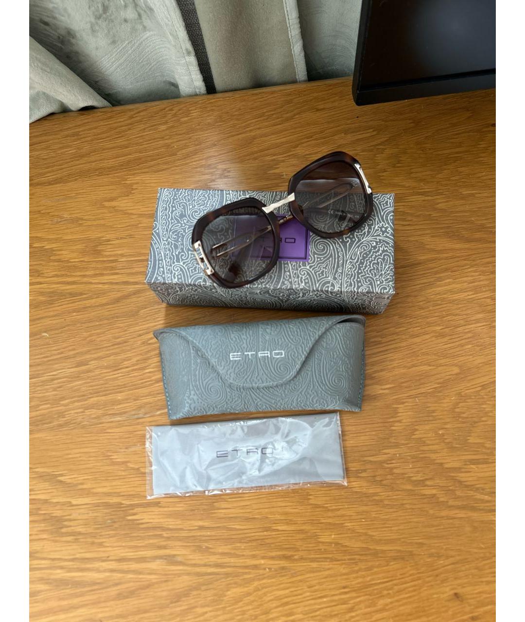 ETRO Коричневые пластиковые солнцезащитные очки, фото 7