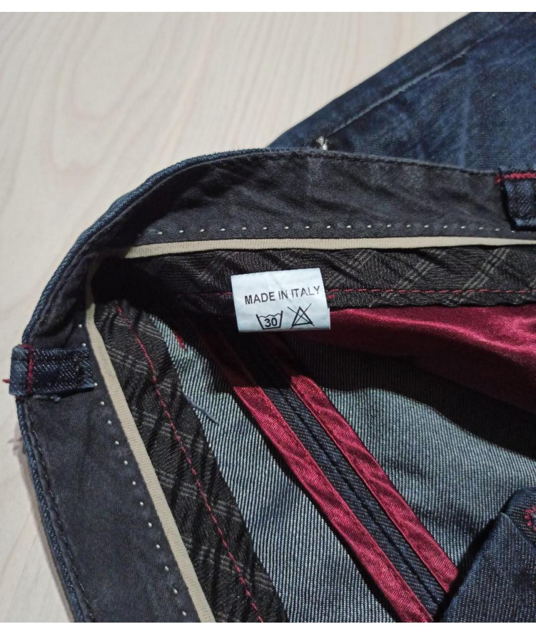 PAL ZILERI Темно-синие хлопко-полиэстеровые прямые джинсы, фото 6