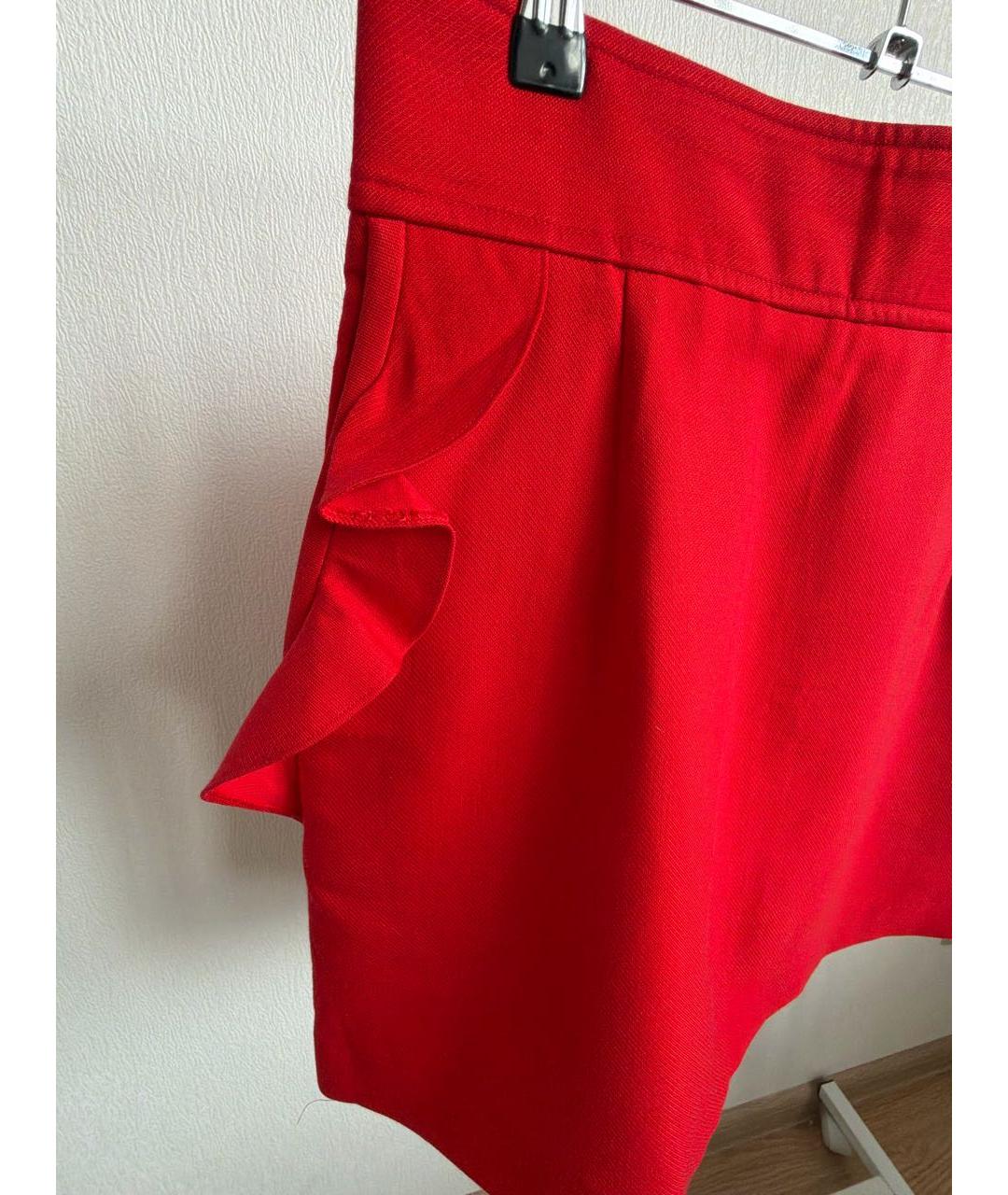 SANDRO Красная вискозная юбка мини, фото 4