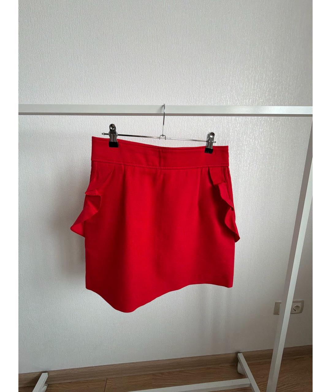 SANDRO Красная вискозная юбка мини, фото 5