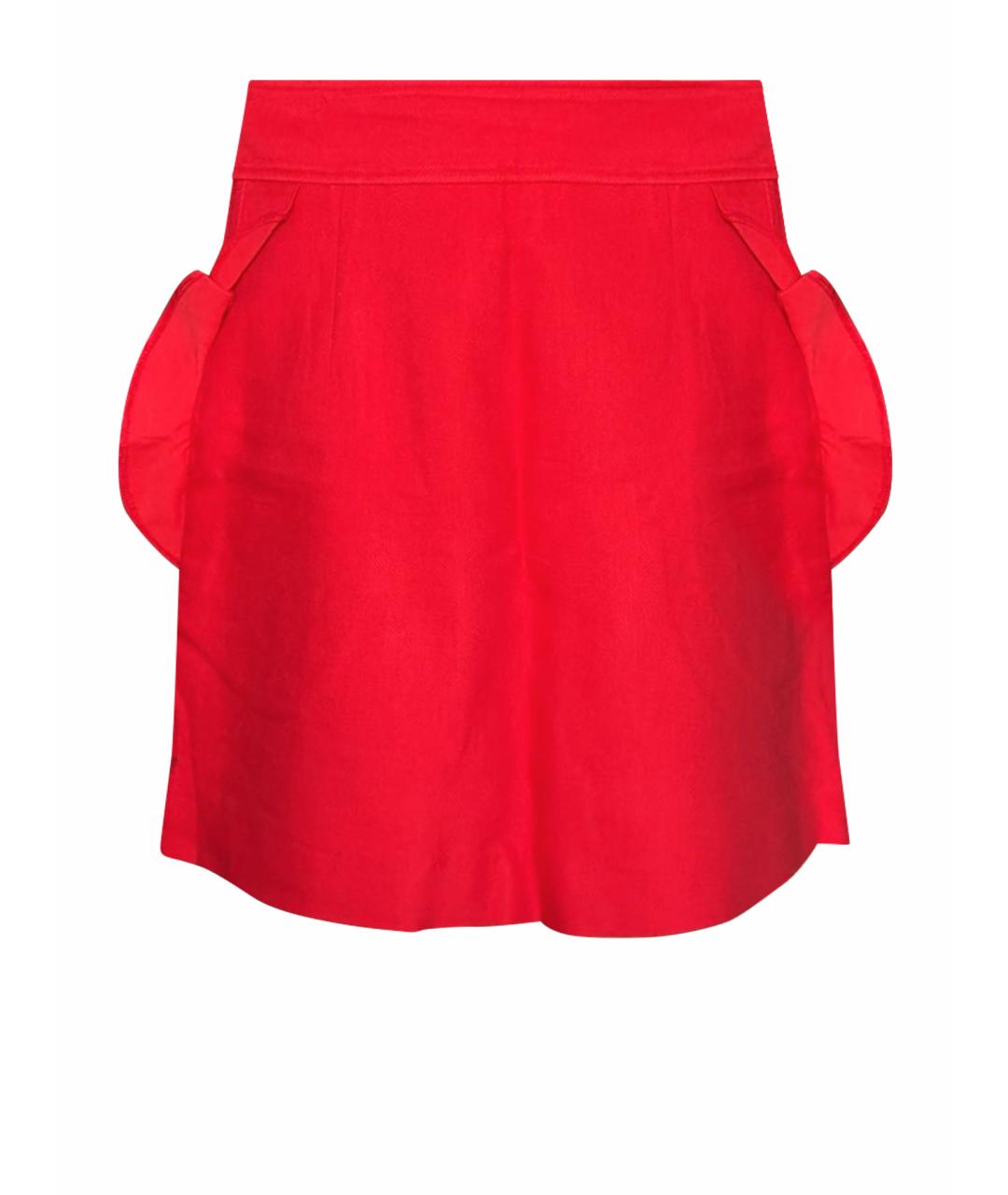 SANDRO Красная вискозная юбка мини, фото 1