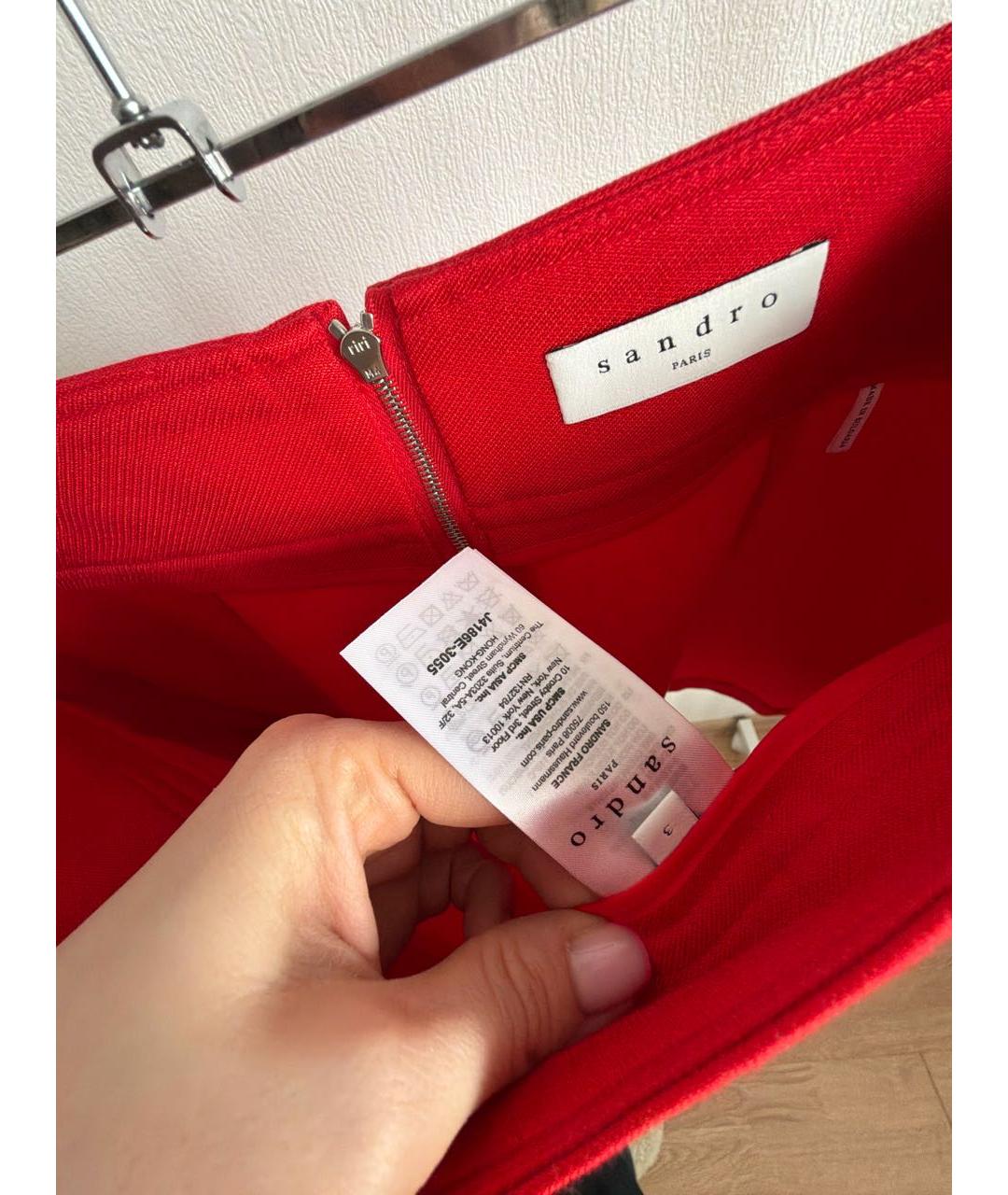 SANDRO Красная вискозная юбка мини, фото 6