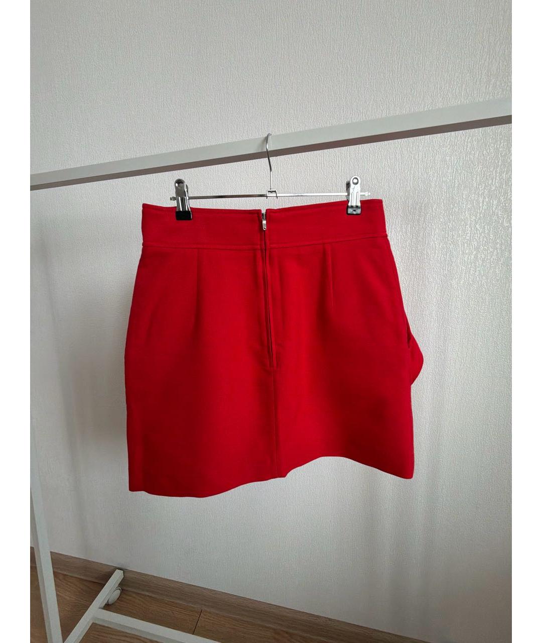 SANDRO Красная вискозная юбка мини, фото 2