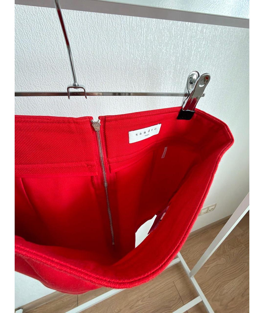 SANDRO Красная вискозная юбка мини, фото 3