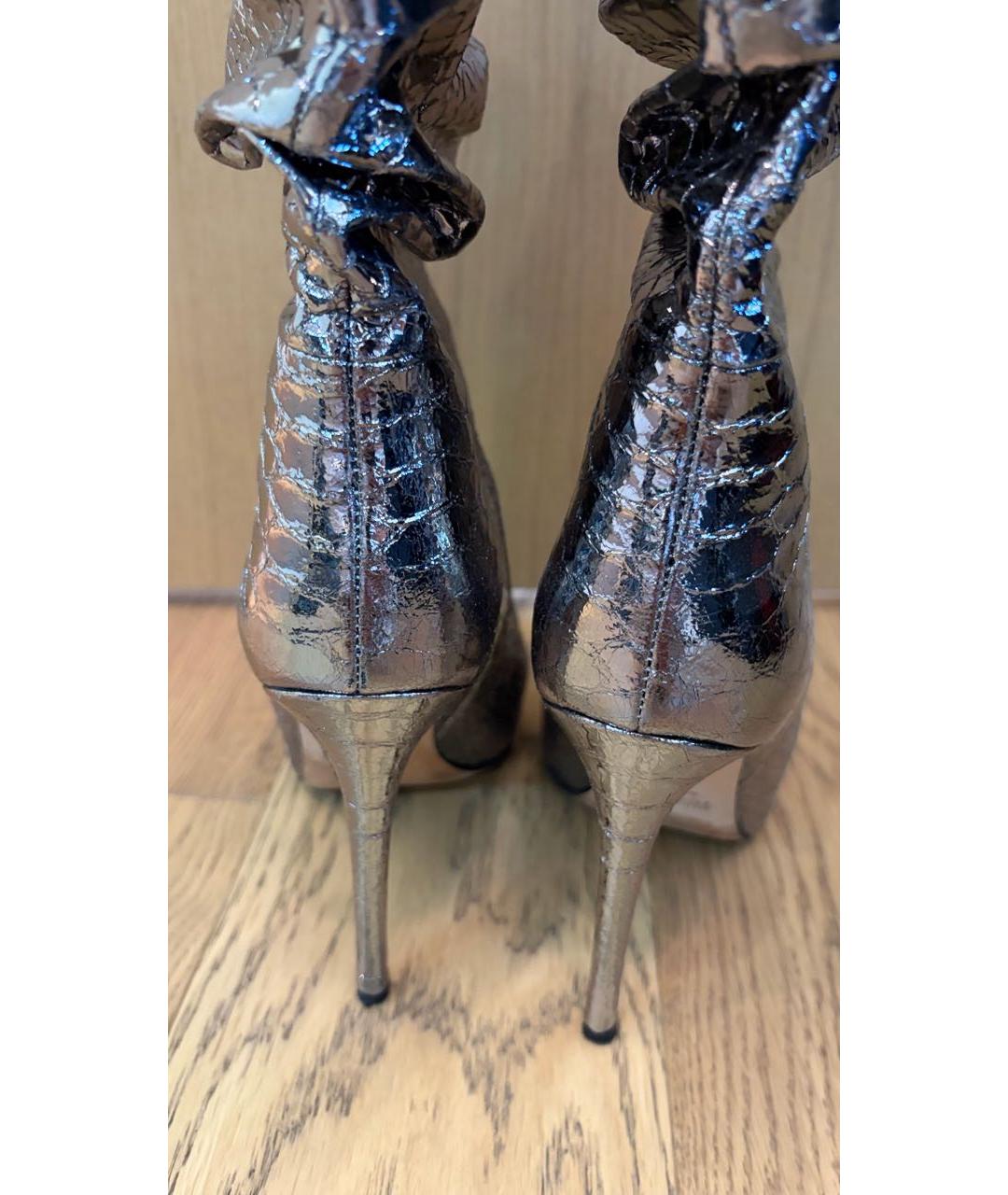 PARIS TEXAS Серебряные кожаные полусапоги, фото 4