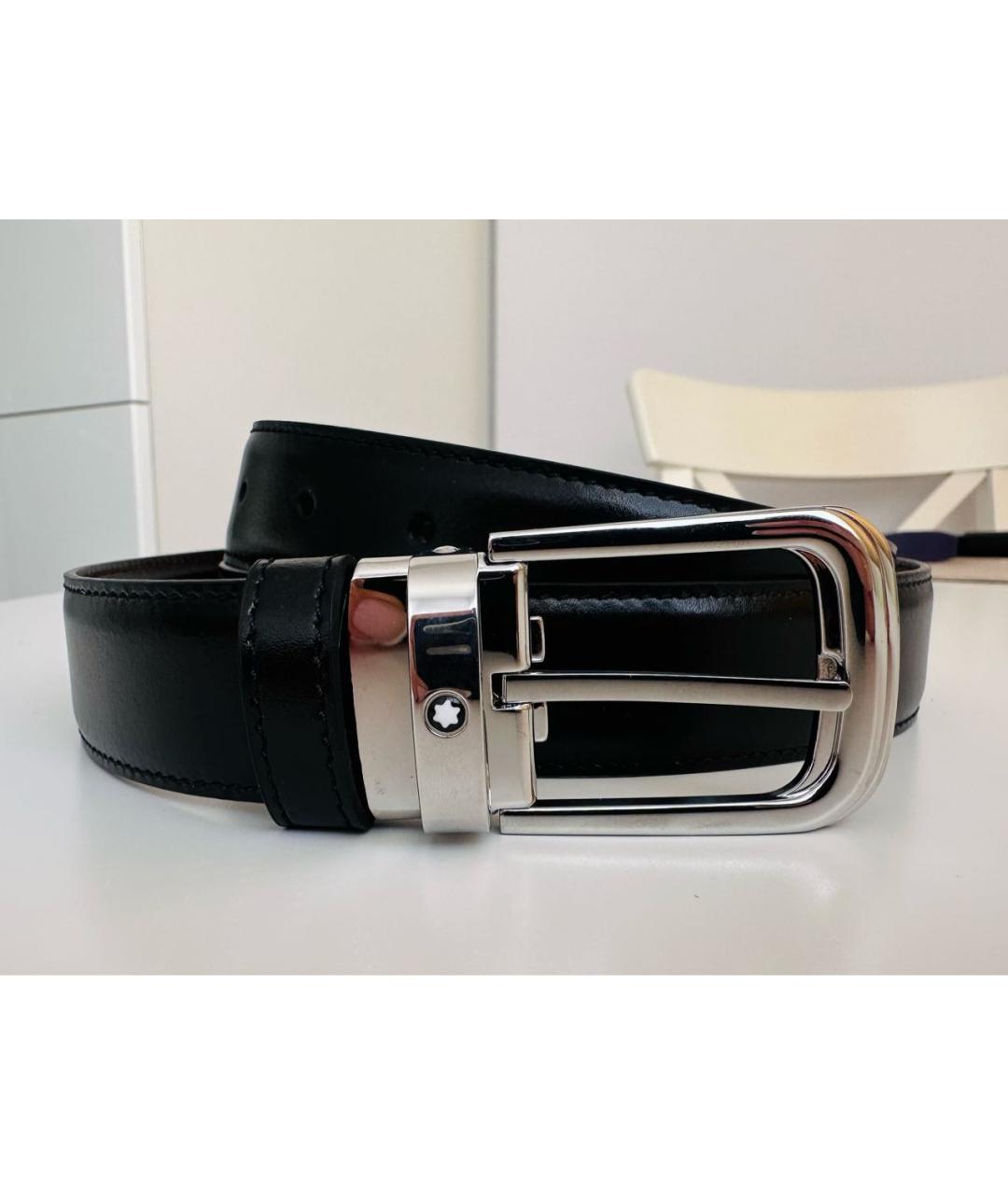 MONTBLANC Черный кожаный ремень, фото 8