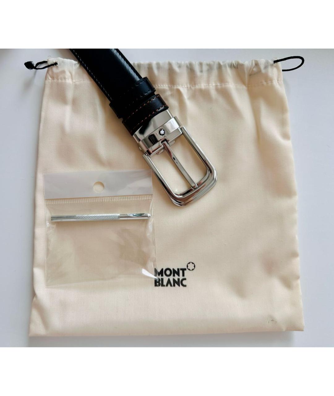 MONTBLANC Черный кожаный ремень, фото 2